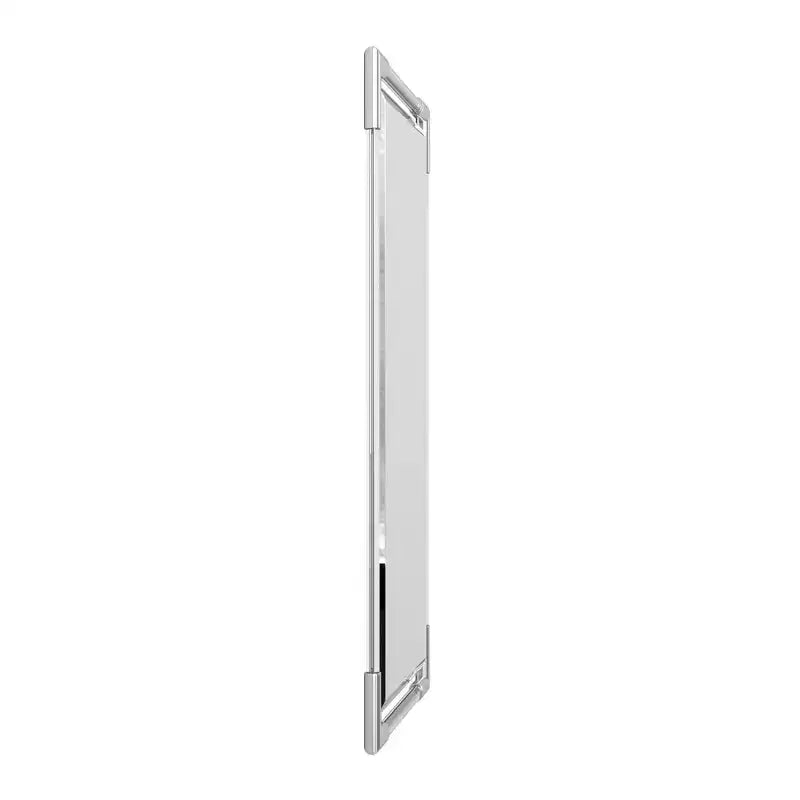 Specchio Decorativo da Parete Rettangolare con Cornice in Acrilico e Angoli in Acciaio Inox – Argento, 38,5" x 26,5"