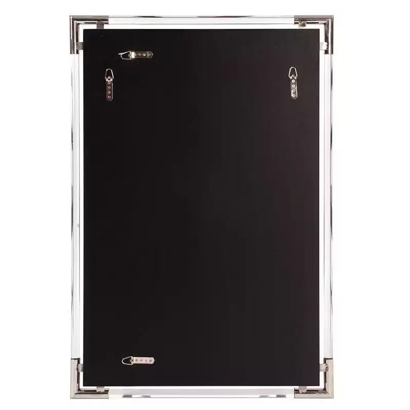 Specchio Decorativo da Parete Rettangolare con Cornice in Acrilico e Angoli in Acciaio Inox – Argento, 38,5" x 26,5"
