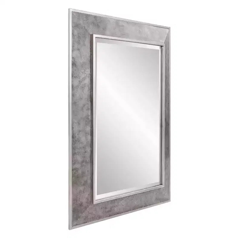 Specchio da parete rettangolare incorniciato 60" x 18" – Finitura argento screziato