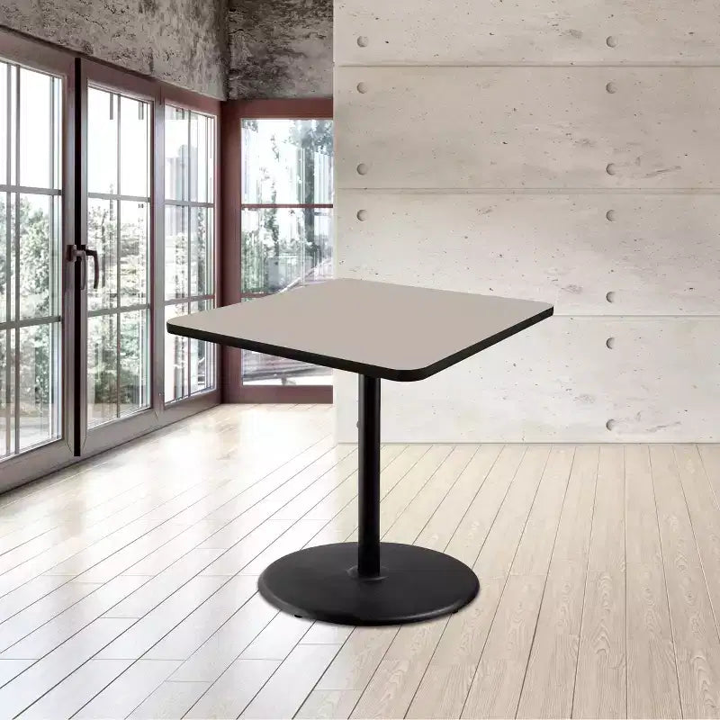 Tavolo da Pranzo Quadrato 36" – Struttura Nera / Piano Grigio Nebuloso