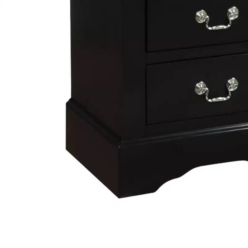 Comodino in legno nero con due cassetti