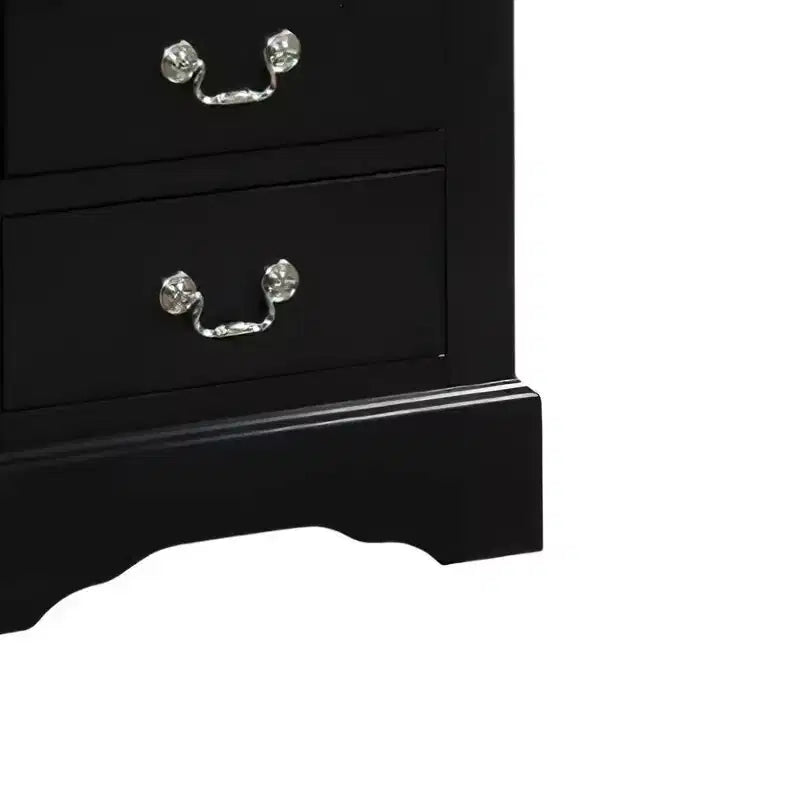 Comodino in legno nero con due cassetti
