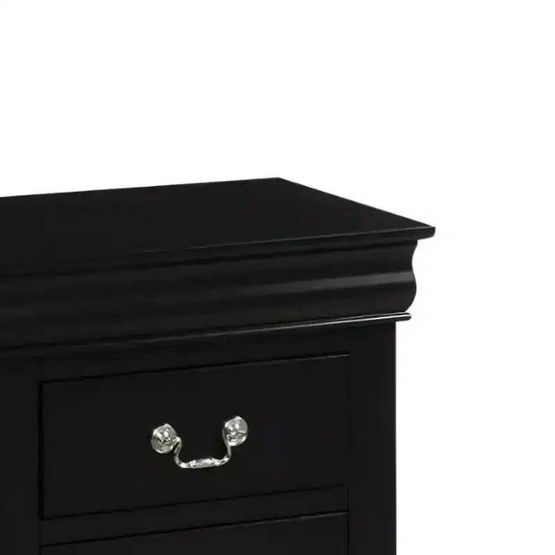 Comodino in legno nero con due cassetti