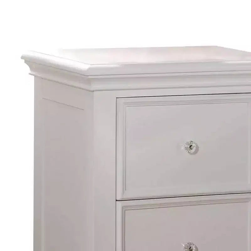 Comodino in pino bianco con due cassetti