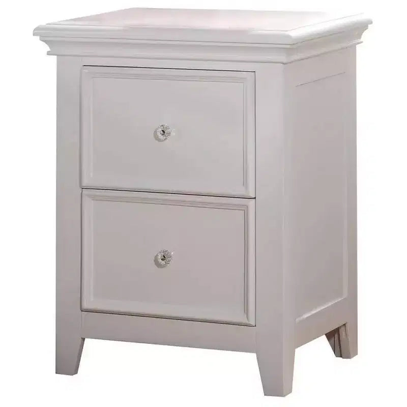 Comodino in pino bianco con due cassetti