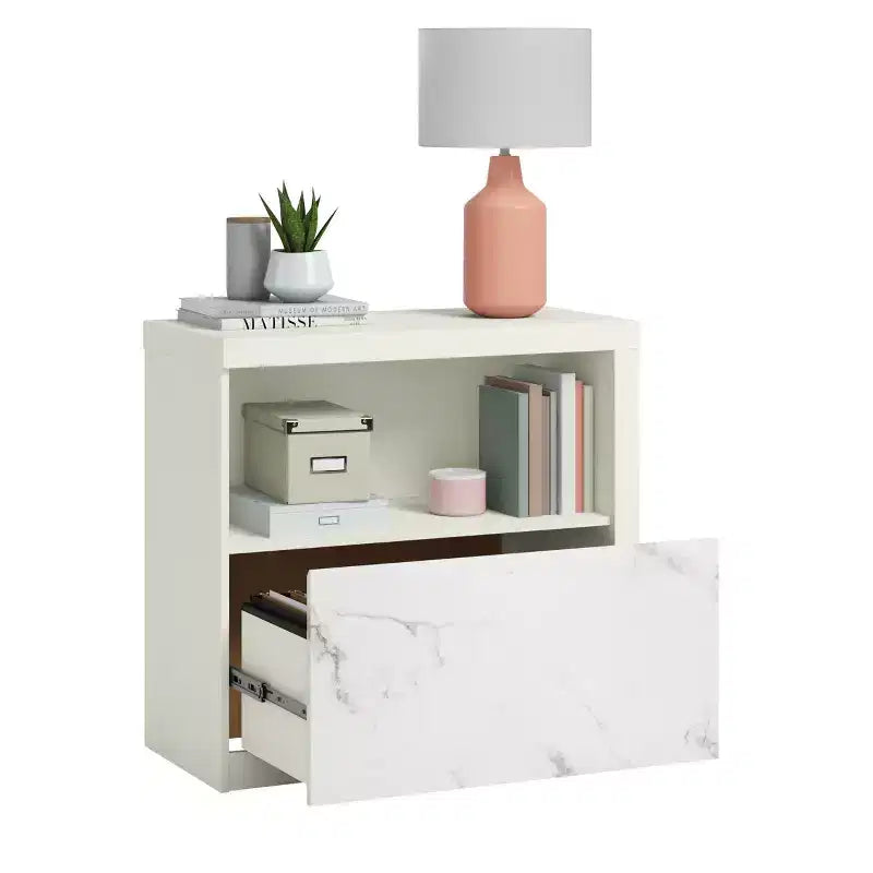 Classificatore laterale con ripiano aperto - Finitura Rovere Perla