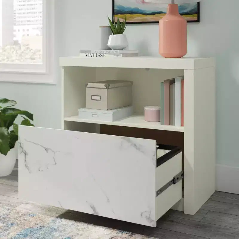 Classificatore laterale con ripiano aperto - Finitura Rovere Perla