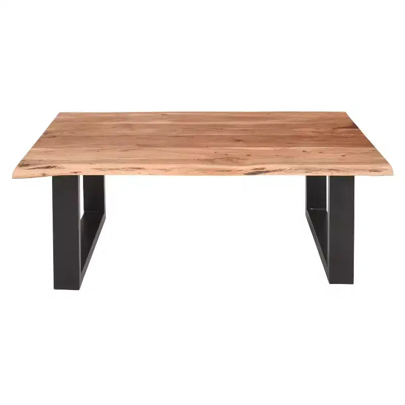Tavolino da caffè rettangolare in legno di acacia da 45" con bordo vivo e base in metallo nero