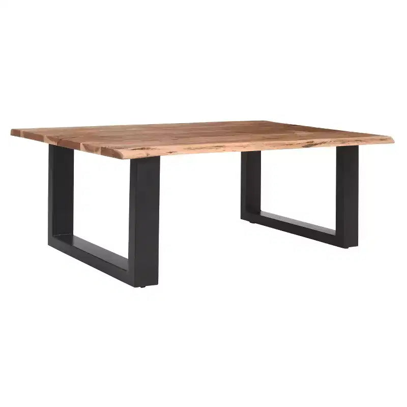 Tavolino da caffè rettangolare in legno di acacia da 45" con bordo vivo e base in metallo nero