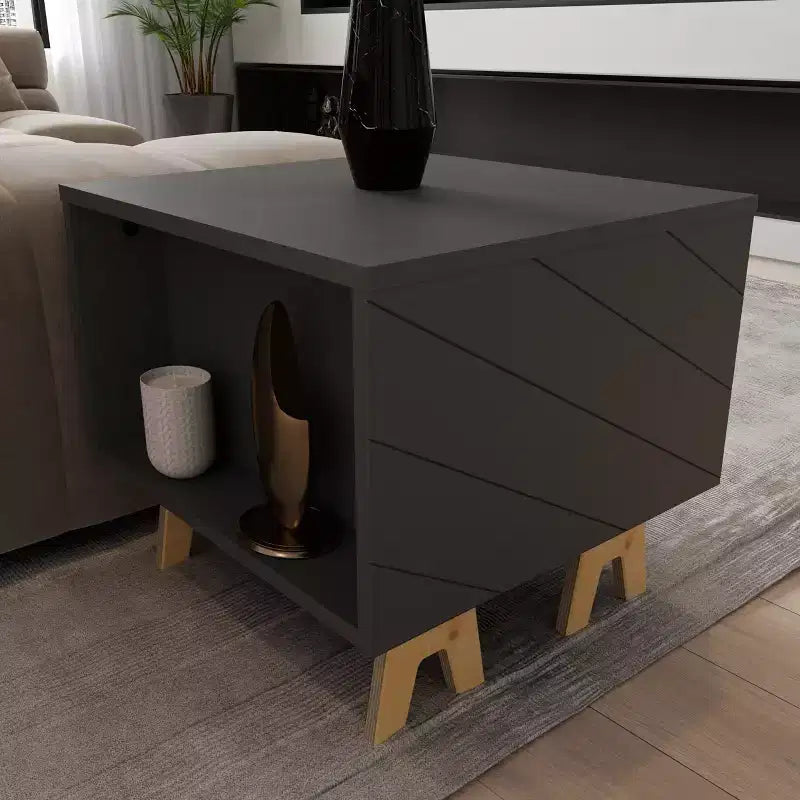 Tavolino Laterale Rettangolare Grigio