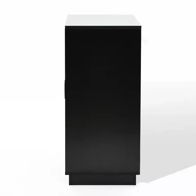 Mobiletto/Credenza moderno Boho a 2 ante nero con strisce di bambù