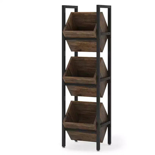 Lantine 3 Tier Wooden Freestanding Floor Bottle Rack, Wobble-Free Liquor Storage Stand, Liquor Bottle Organizer for Kitchen, Cellar