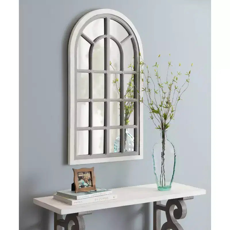Specchio da parete ad arco 22 x 38 con cornice in legno