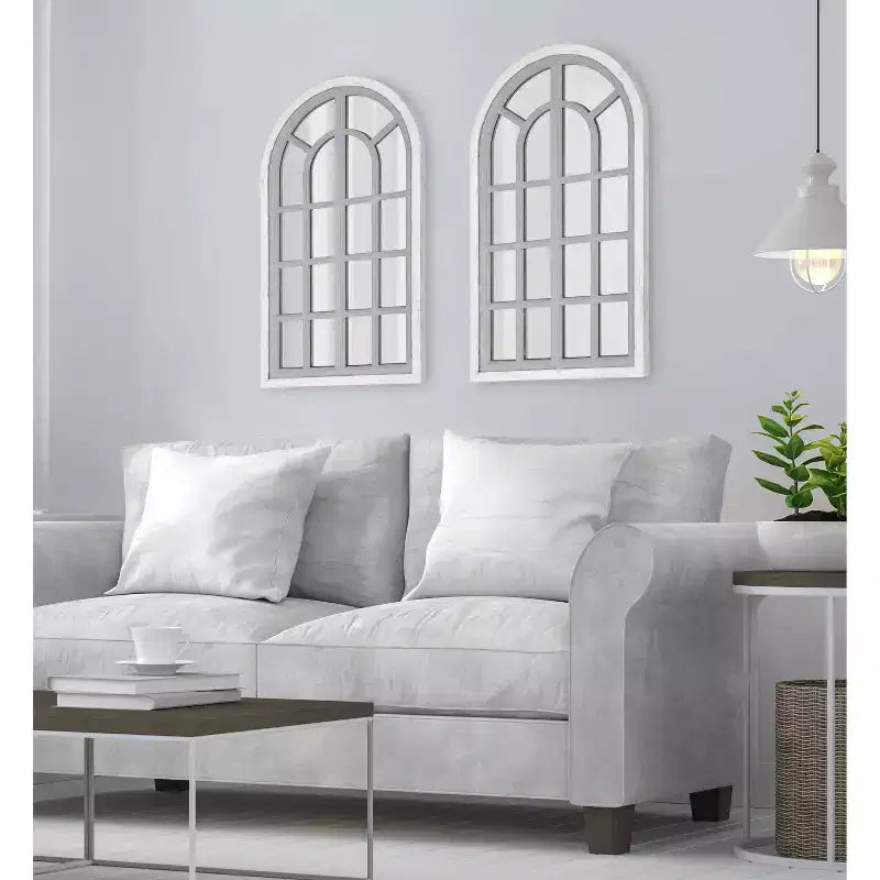 Specchio da parete ad arco 22 x 38 con cornice in legno