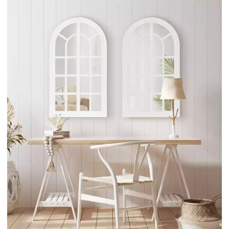 Specchio da parete ad arco 22 x 38 con cornice in legno