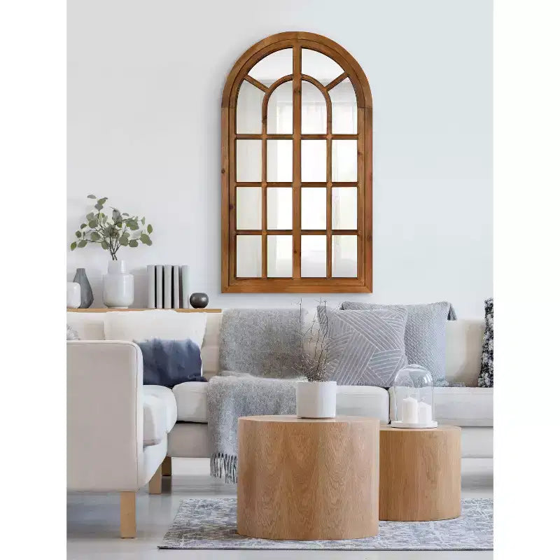 Specchio da parete ad arco 22 x 38 con cornice in legno