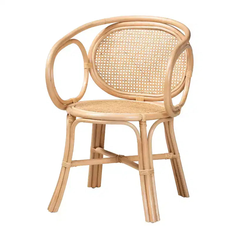 Sedia da pranzo bohémien in rattan