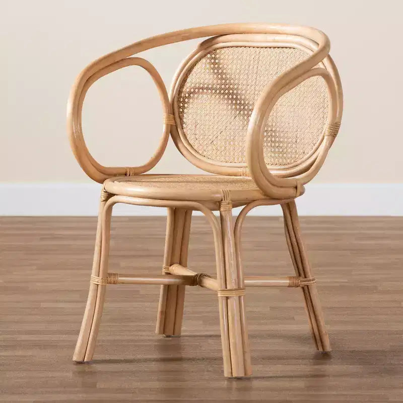 Sedia da pranzo bohémien in rattan