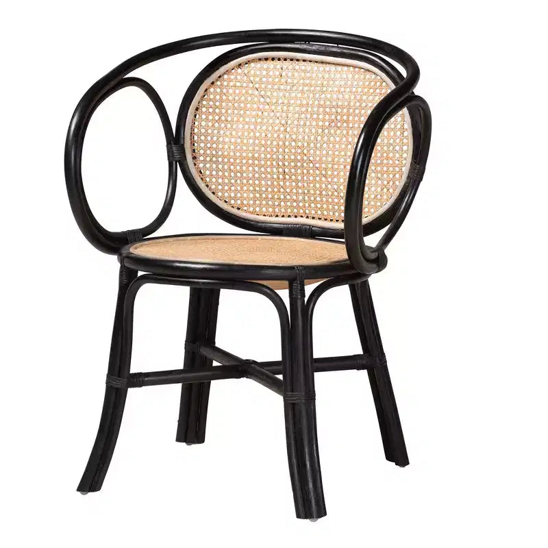 Sedia da pranzo bohémien in rattan