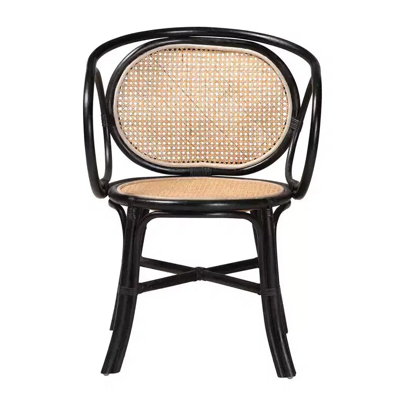 Sedia da pranzo bohémien in rattan