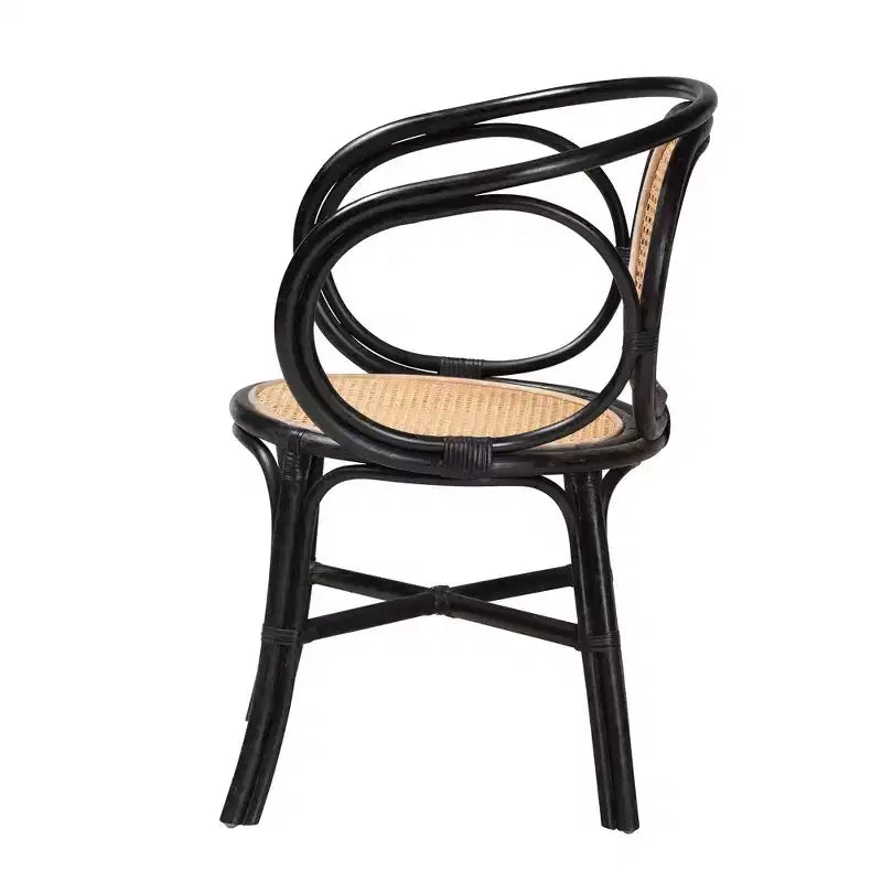 Sedia da pranzo bohémien in rattan