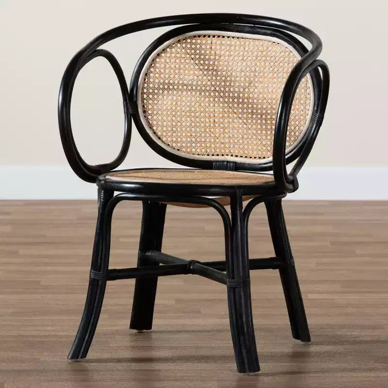 Sedia da pranzo bohémien in rattan