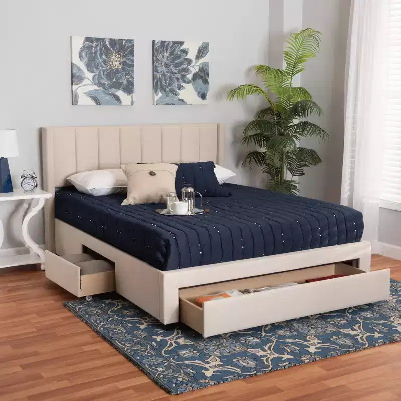 Letto con piattaforma contenitore Coronado Mid-Century con 3 cassetti