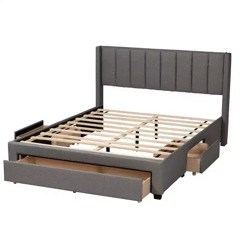 Letto con piattaforma contenitore Coronado Mid-Century con 3 cassetti