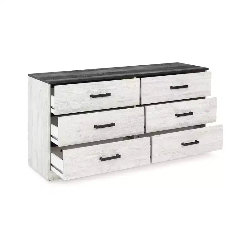 Cassettiera a 6 cassetti, bianco lavato/grigio antracite