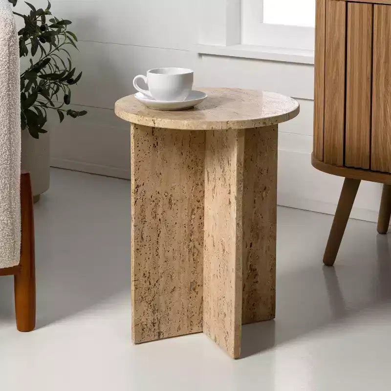 Tavolino da salotto a X in marmo naturale da 45,08 cm
