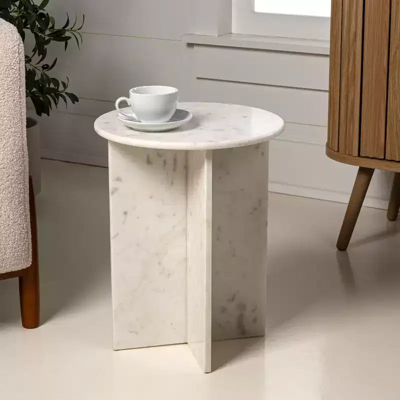 Tavolino da salotto a X in marmo naturale da 45,08 cm