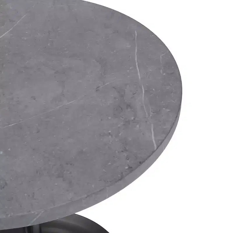 Tavolo da pranzo rotondo da 27" con piano in pietra sinterizzata e base a piedistallo in acciaio