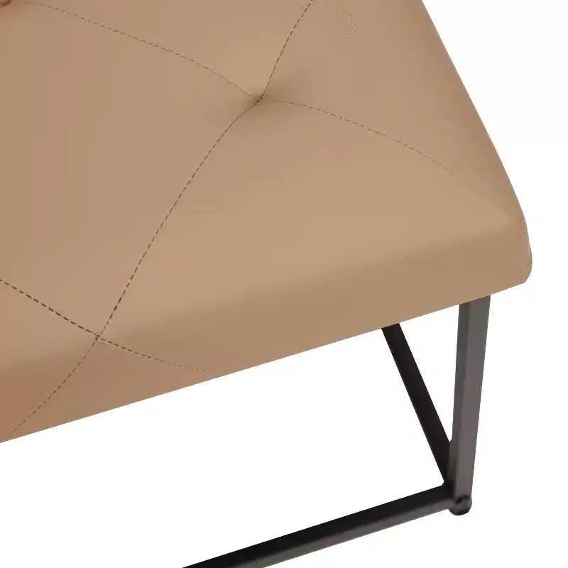 Pouf ottomano quadrato trapuntato in similpelle da 30 pollici con struttura in ferro