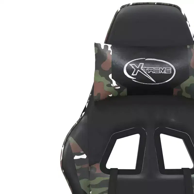 Sedia da gaming regolabile con poggiapiedi - Nera e mimetica, Ecopelle, Girevole a 360°