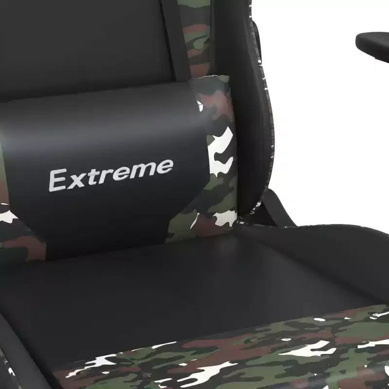Sedia da gaming regolabile con poggiapiedi - Nera e mimetica, Ecopelle, Girevole a 360°