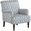 55 Downing Street Nottingham Blue and White Fabric Arm Chair