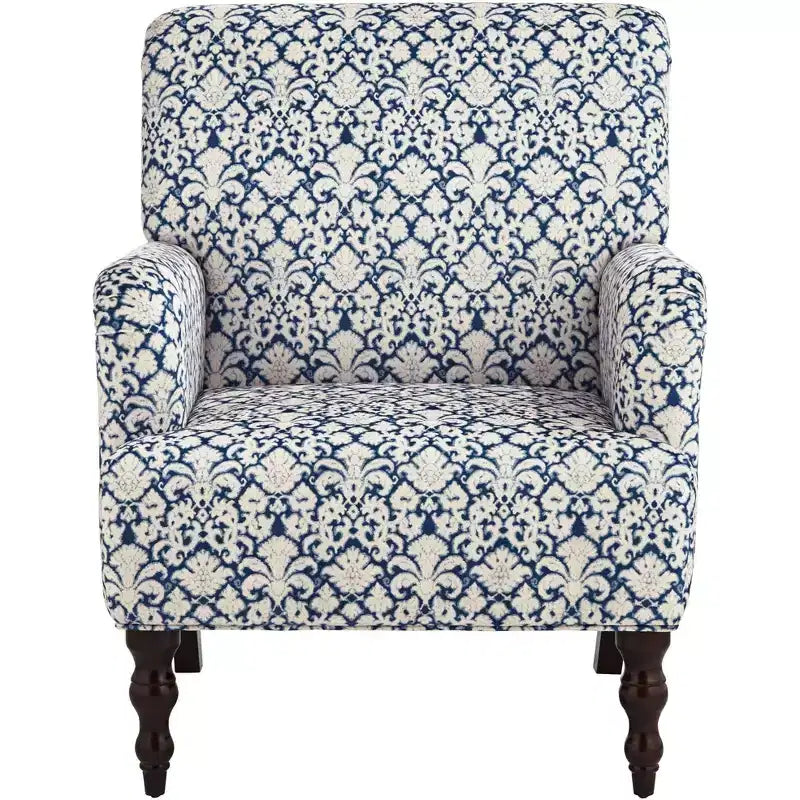 Poltrona in tessuto blu e bianco Nottingham