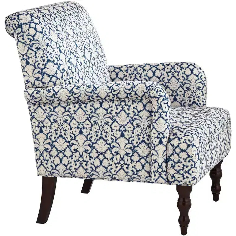 Poltrona in tessuto blu e bianco Nottingham