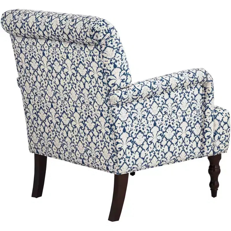Poltrona in tessuto blu e bianco Nottingham
