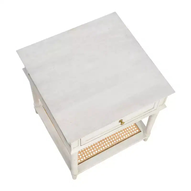Tavolino quadrato con ripiano in legno di acacia e MDF