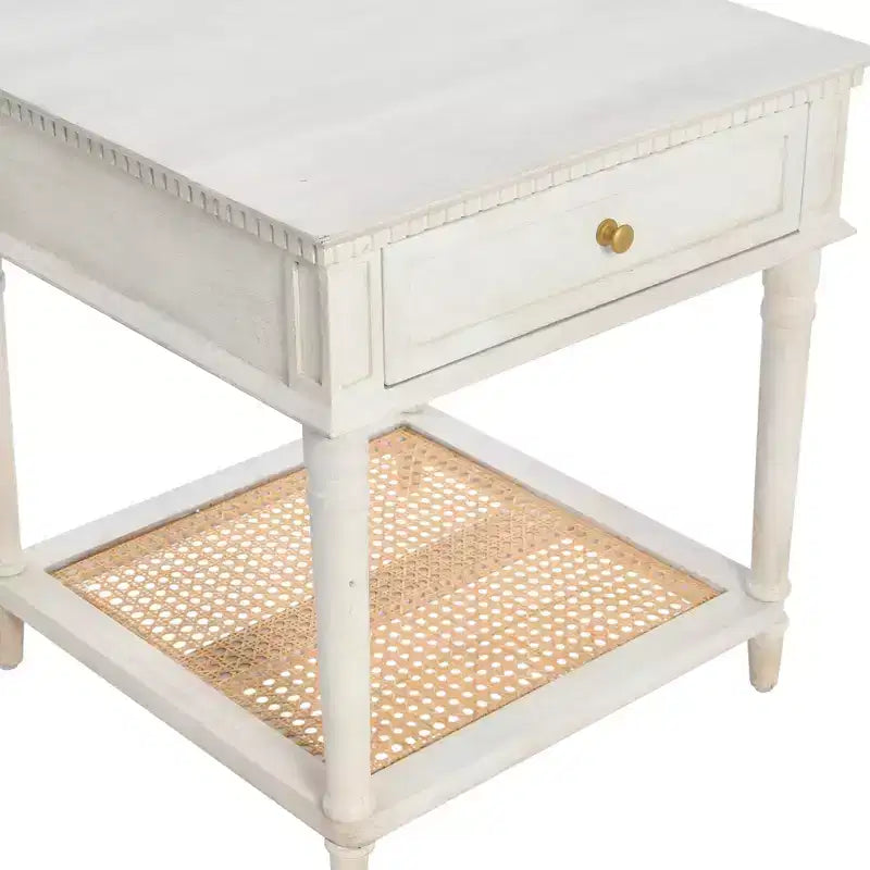 Tavolino quadrato con ripiano in legno di acacia e MDF