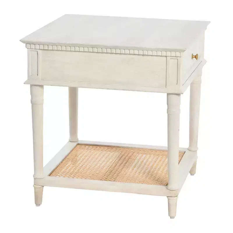 Tavolino quadrato con ripiano in legno di acacia e MDF