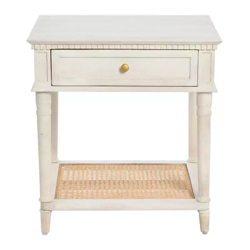 Tavolino quadrato con ripiano in legno di acacia e MDF