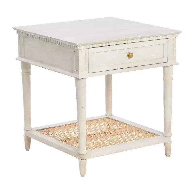 Tavolino quadrato con ripiano in legno di acacia e MDF