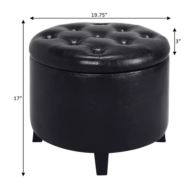 Poggiapiedi contenitore rotondo con rivestimento trapuntato