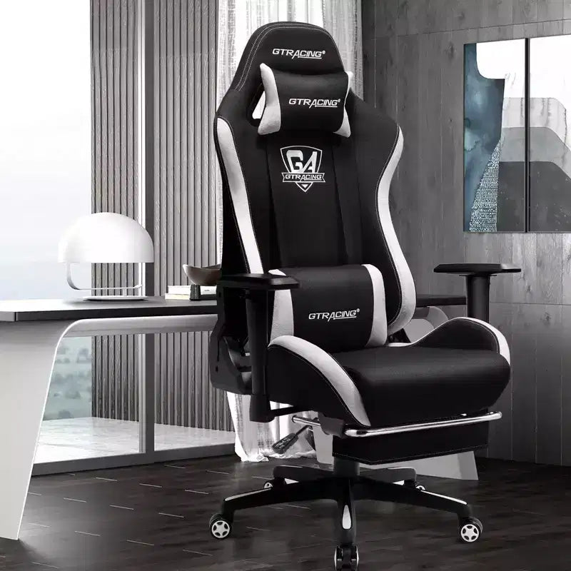 Sedia Gaming in Tessuto con Poggiapiedi Regolabile e Funzione Reclinabile