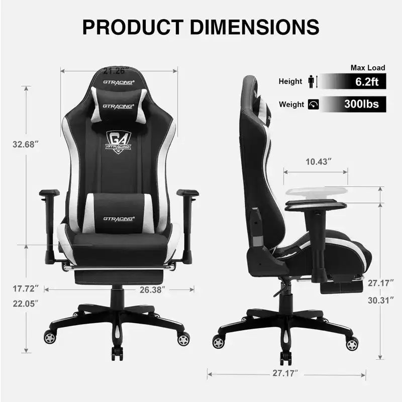 Sedia Gaming in Tessuto con Poggiapiedi Regolabile e Funzione Reclinabile