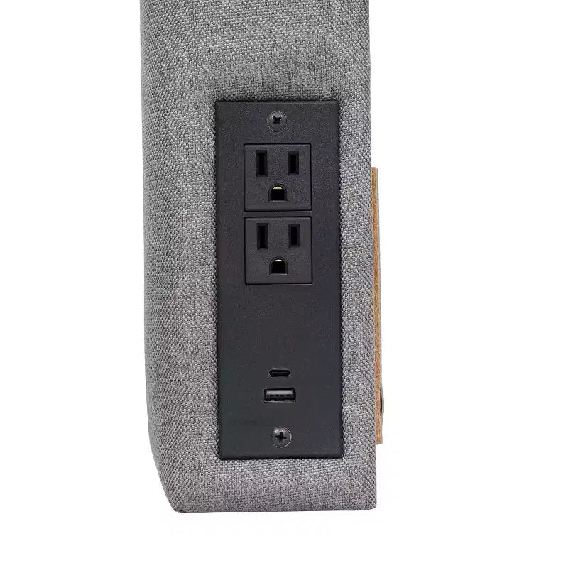 Testiera doppia imbottita con stazione di ricarica – 2 prese, USB e USB-C