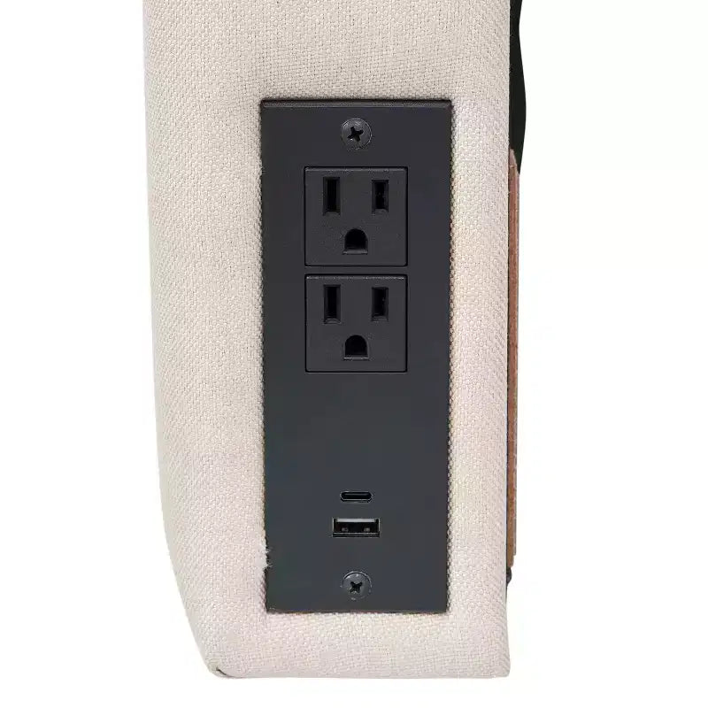 Testiera doppia imbottita con stazione di ricarica – 2 prese, USB e USB-C