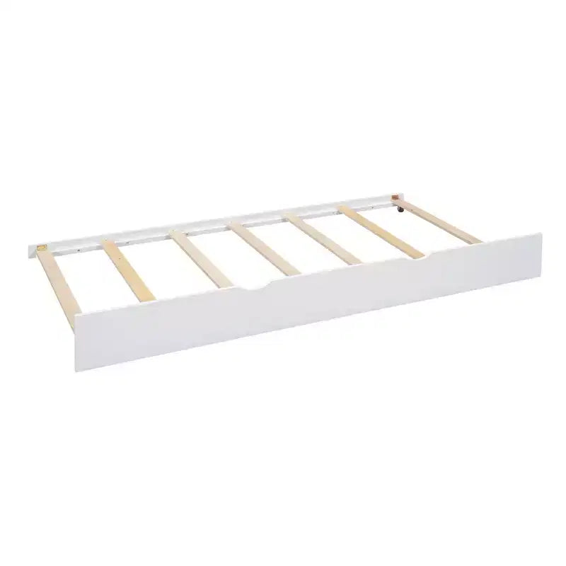 Letto a piattaforma a forma di casetta in legno, una piazza e mezza/matrimoniale, con letto estraibile e ripiano contenitore per bambini